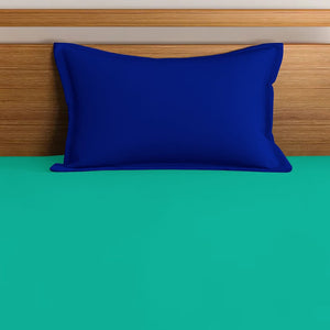 Soft Cotton Plain 210 TC Single Fitted Bedsheet In Aqua Green At Best Prices