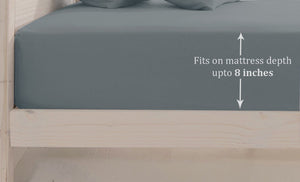 Soft Cotton Plain 210 TC Single Fitted Bedsheet In Grey at Best Prices