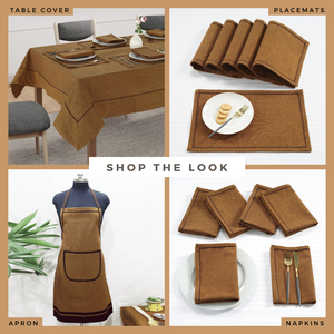 Soft Coffee Gold Woven Cotton Plain Napkins Set online in India
