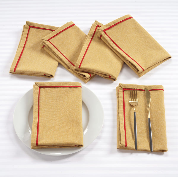 Soft Mustard Natural Woven Cotton Plain Napkins Set online in India 
