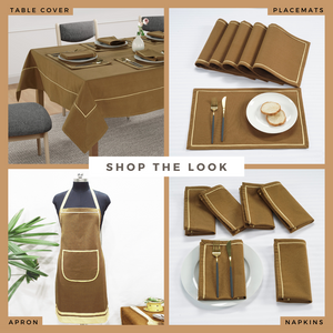 Soft Camel Brown Woven Cotton Plain Napkins Set online in India