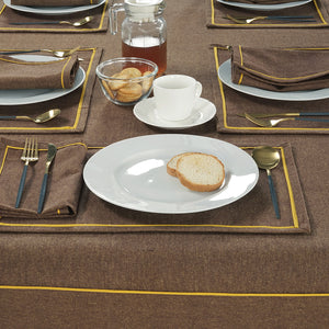 Soft Coffee Beige Woven Cotton Plain Napkins Set online in India