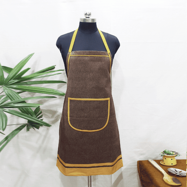 Stylish Coffee Beige Handwoven Cotton Kitchen Apron (1 Pc) Online In India