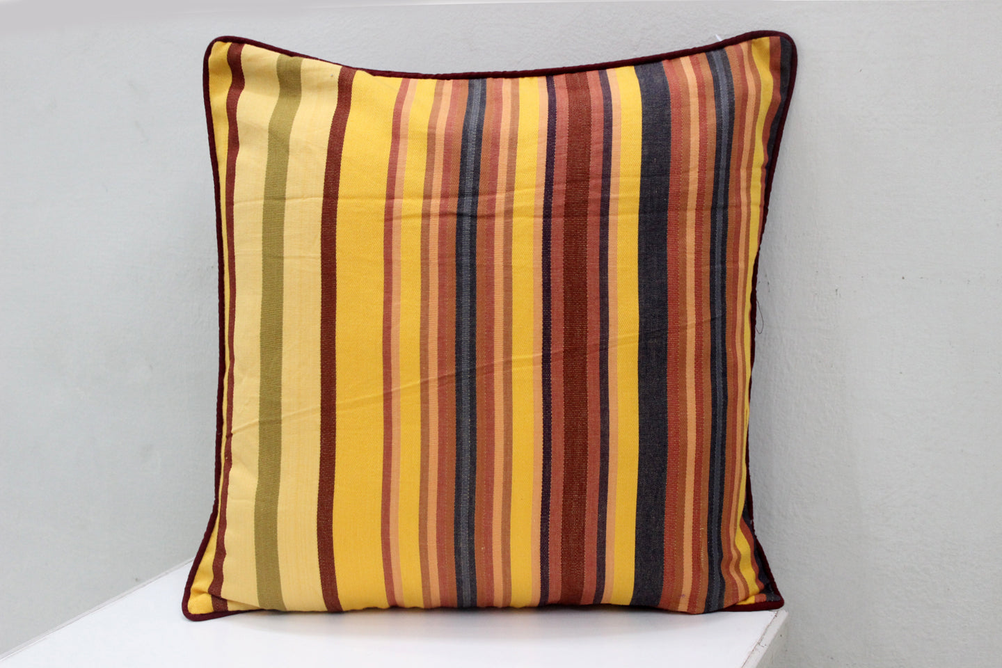 ALPHA Woven Cotton Stripes 2 Pcs Cushion Cover set - Mustard