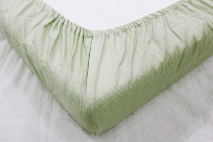 Soft Mercerized Cotton Texture Weave Cotton Fitted Bedsheet In Pista At Best Prices