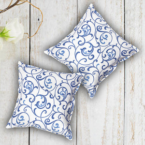 Soft Floral print Blue Cotton Cushion Cover Set online in India