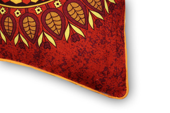 Soft Digital Traditional print Cotton Cushion Cover in Red & Orange online at best prices