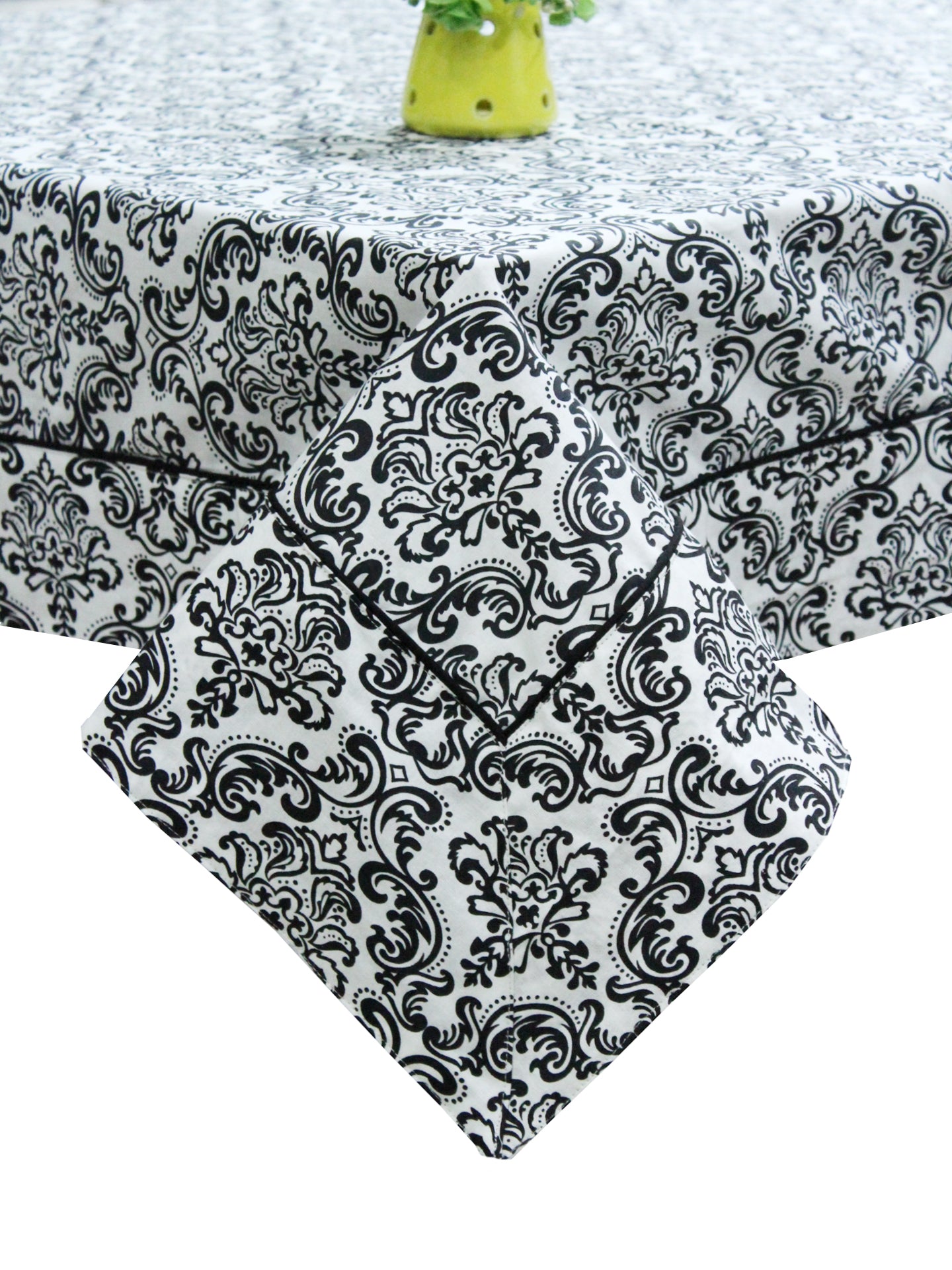 Prism Black Printed Cotton Damask Table Cover(1 Pc) online in India