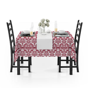 Prism Maroon Printed Cotton Damask Table Cover(1 Pc) online in India