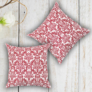 Soft Damask print Maroon Cotton Cushion Cover Set online in India