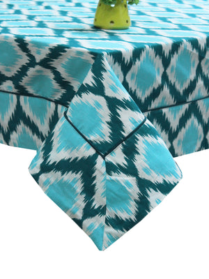 Prism Aqua Printed Cotton Damask Table Cover(1 Pc) online in India