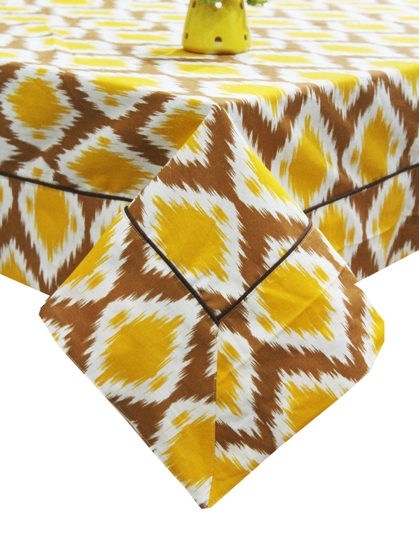 Prism Mustard Printed Cotton Damask Table Cover(1 Pc) online in India