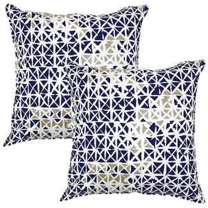 Soft Geometrical print Blue & Grey Cotton Cushion Cover Set online in India