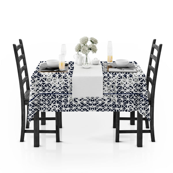Prism Navy Blue Printed Cotton Damask Table Cover(1 Pc) online in India