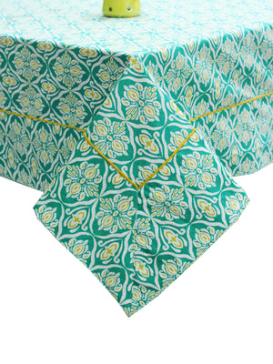 Prism Aqua Printed Cotton Damask Table Cover(1 Pc) online in India