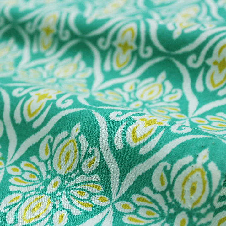 Soft Aqua 144 TC Floral Print Cotton Fabric(231 cms) online in India