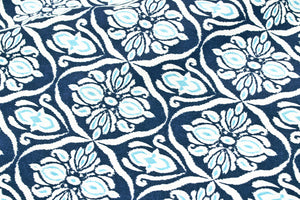 Soft Blue 144 TC Floral Print Cotton Fabric(231 cms) online in India