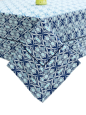 Prism Navy Blue Printed Cotton Damask Table Cover(1 Pc) online in India