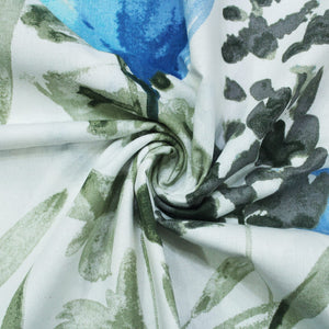Soft Blue 144 TC Floral Print Cotton Fabric(224 cms) online in India
