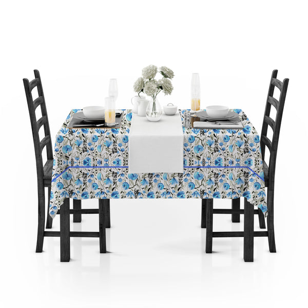 Prism Blue Printed Cotton Damask Table Cover(1 Pc) online in India