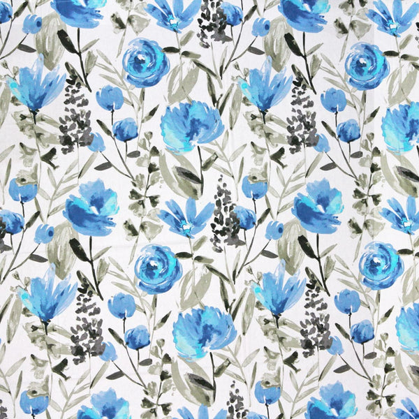 Soft Blue 144 TC Floral Print Cotton Fabric(224 cms) online in India