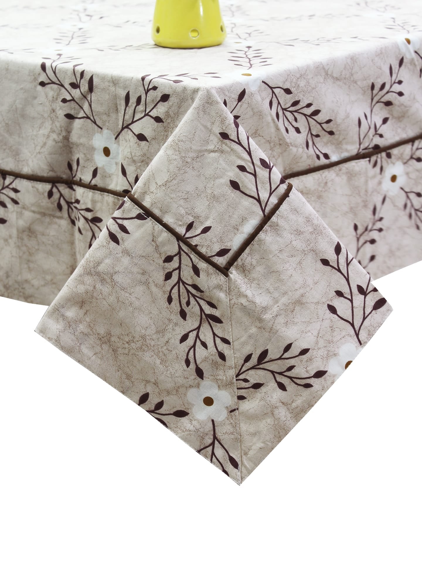 PRISM Printed Cotton Floral 1 Pc Table Cover - Coffee