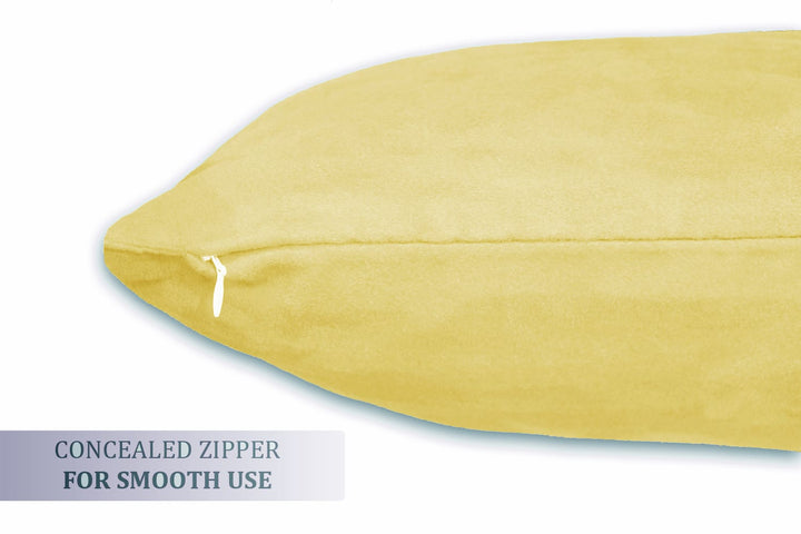 Luxurious Microfiber Suede Velvet Cushion Cover Set in Lemon Yellow online in India