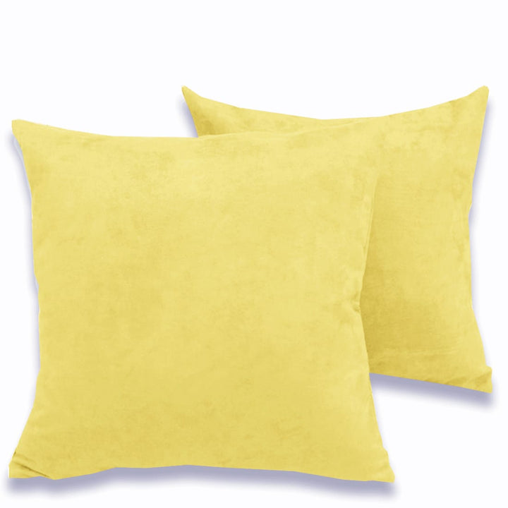 Luxurious Microfiber Suede Velvet Cushion Cover Set in Lemon Yellow online in India