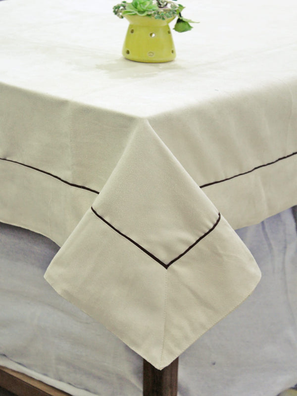 Suede Cream Plain Microfibre Table Cloth(1 Pc) online in India at best prices