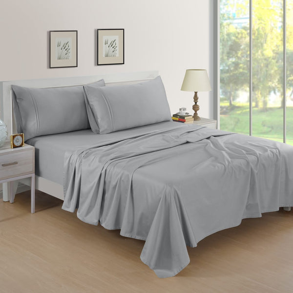 Soft Cotton Plain 400 TC Satin Fitted Bedsheet In Bottle Silver At Best Prices 