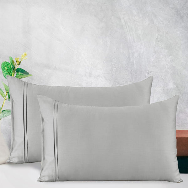 Soft Sliver 400 TC Cotton Satin Designer Pillow Covers Online In India