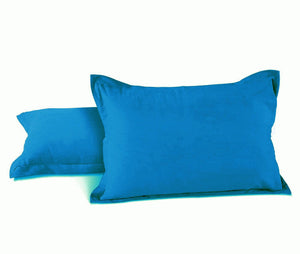 Soft 210 TC Plain Cotton Pillow Cover Set In Blue Online In India(2 Pcs)