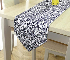 144 TC Damask Cotton Table Runner for 6 Seater Table in Black online
