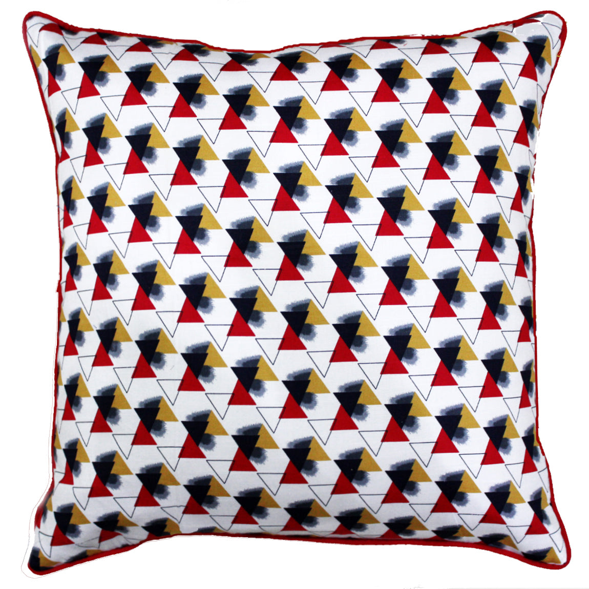 Quartz Printed Geometrical Cotton Cushion Cover - Red