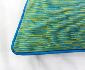 Soft Woven Corded Stripe Cotton Cushion Cover Set in Blue & Green online (1Pc)