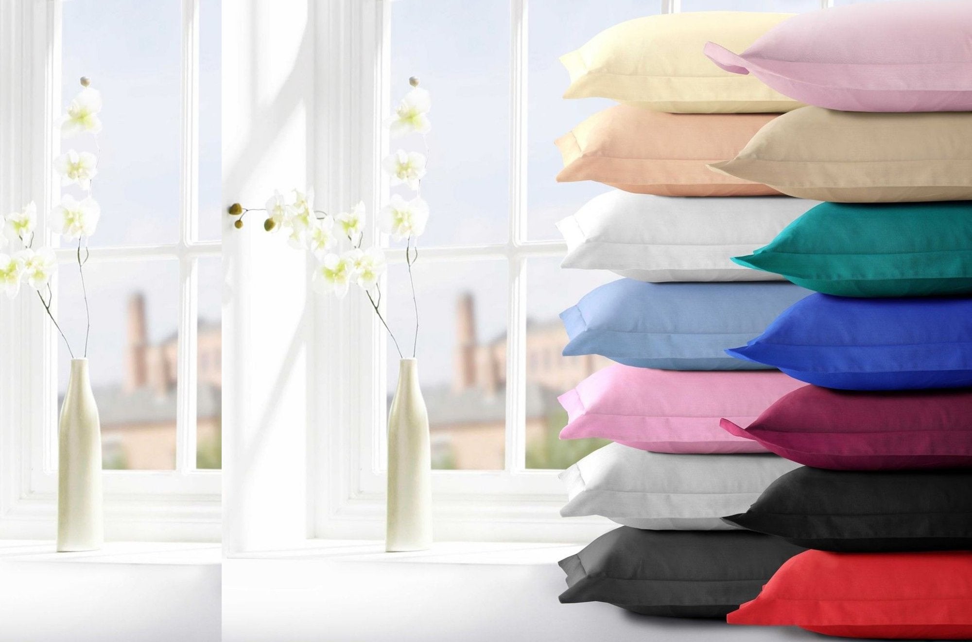 Plain Pillow Covers/Cases of Regular Size, 100 Cotton Fabric and set