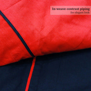 Close-up of Plain 210 TC Mercerised Cotton Duvet Cover - Black & Red