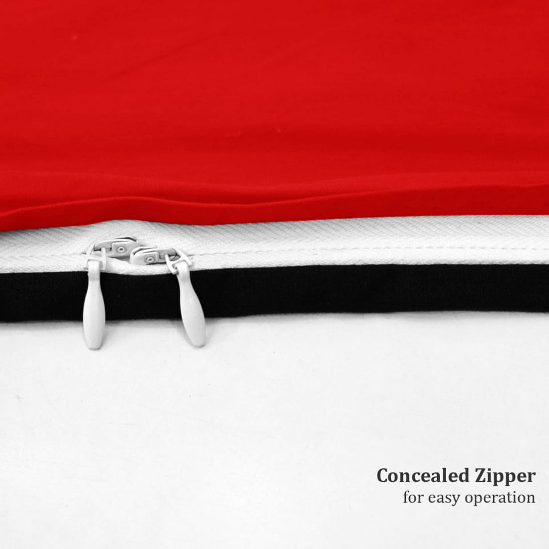 Plain 210 TC Mercerised Cotton Duvet Cover - Black & Red