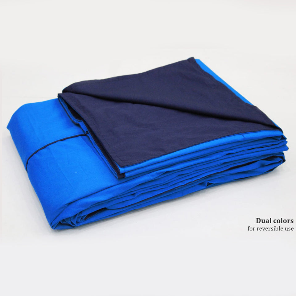 Plain 210 TC Mercerised Cotton Duvet Cover - Turquoise Blue & Navy Blue