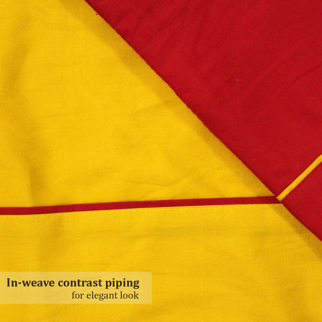 Close-up of Plain 210 TC Mercerised Cotton Duvet Cover - Maroon & Mustard