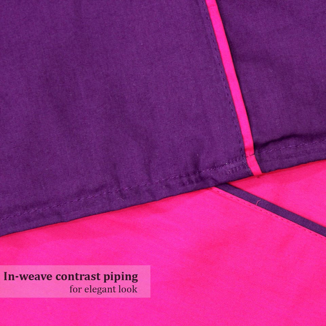 Close-up of Plain 210 TC Mercerised Cotton Duvet Cover - Pink & Purple