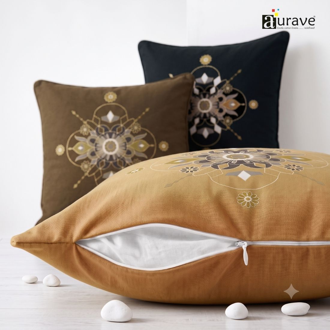 Zari Jewel Floral Medallion DTF Cushion Cover