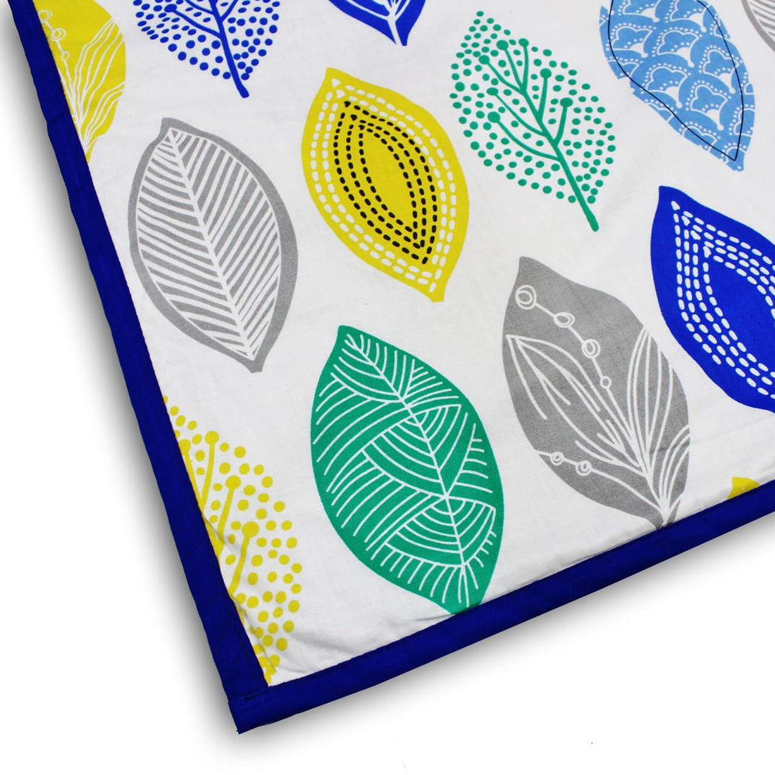 Leaf Floral Design Cotton Dohar, Blue 