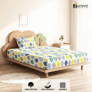 Kids bedroom cotton bedsheet 60x90 inches, breathable 100% cotton with modern leaf print