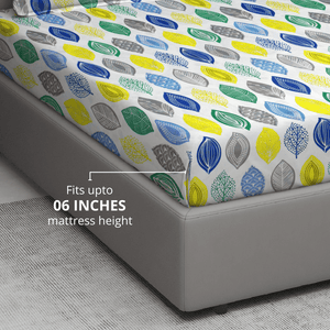 Digital Print Single Fitted Bedsheet Fits upto 06 Inches 