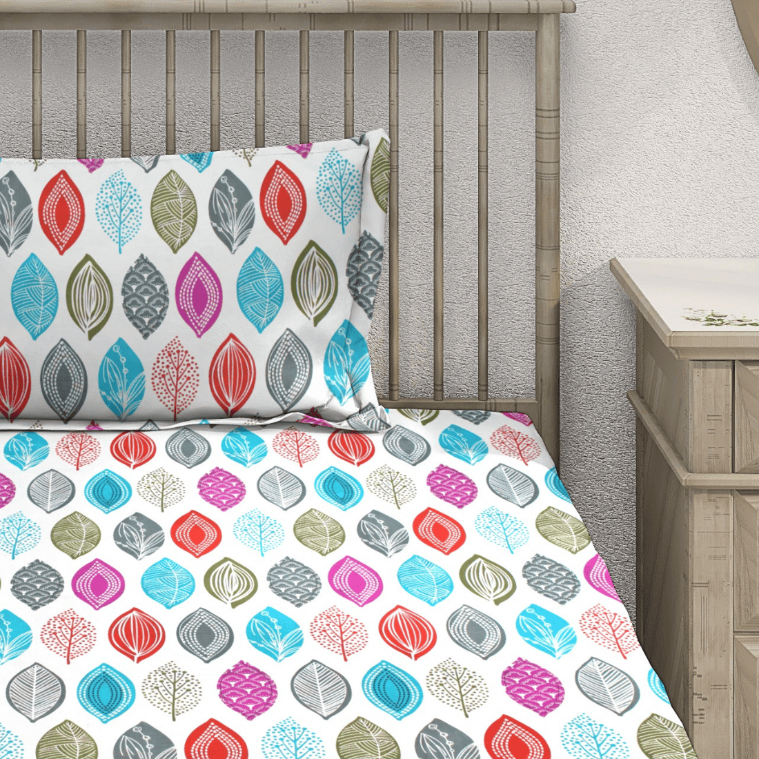 Digital Print Single Fitted Bedsheet with Pillow Covers for Kids, Orange