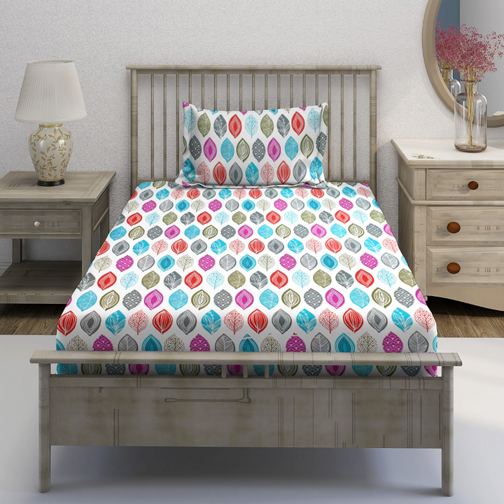 Digital Print Single Flat Bedsheet with Pillow Covers for Kids, Orange