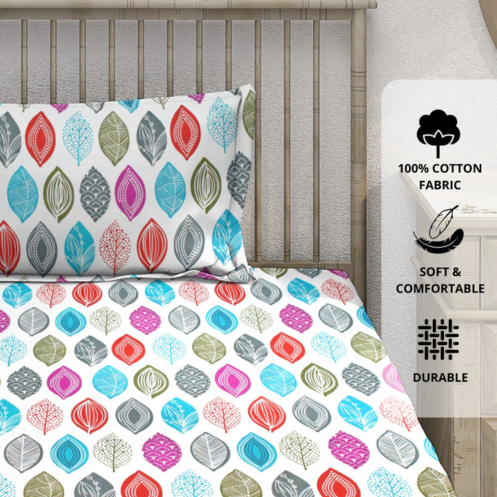 Digital Print Single Flat Bedsheet with Pillow Covers for Kids, Orange