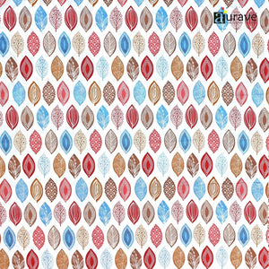 All-over leaf print cotton bedsheet 60x90 inches in red blue and brown color combination