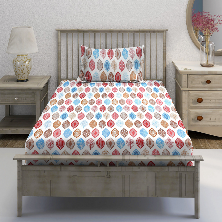 Digital Print Single Flat Bedsheet with Pillow Covers for Kids, Pink